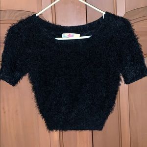 Fuzzy black crop top